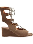 Chloé Foster Wedge Sandals, Women's, Size: 36.5, Brown, Leather