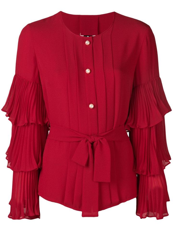 Edward Achour Paris Ruffle Sleeve Blouse - Red