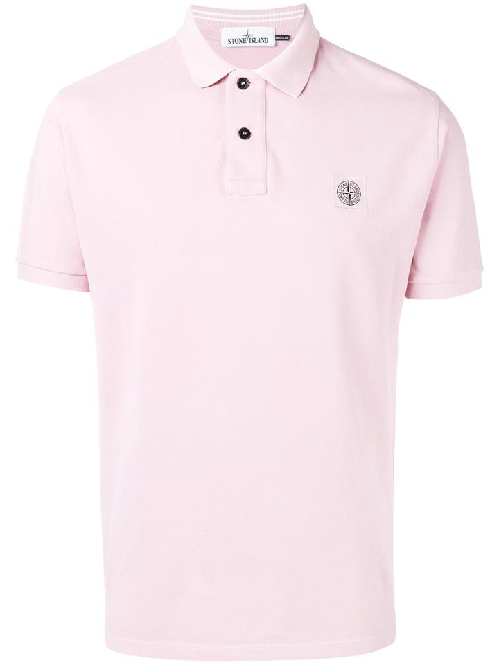 Stone Island Logo Patch Polo Shirt, Men's, Size: Large, Pink/purple, Cotton
