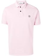 Stone Island Logo Patch Polo Shirt, Men's, Size: Large, Pink/purple, Cotton