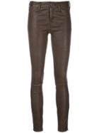 J Brand Cropped Skinny Leather Trousers - Brown