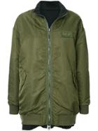 Sjyp Oversized Reversible Bomber Jacket - Green