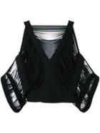 Tom Ford Fringed Sleeves Top, Women's, Size: 38, Black, Polyester
