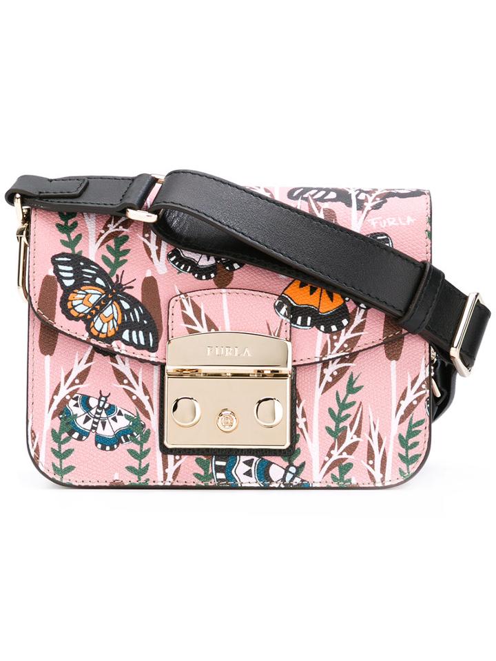 Furla - Butterfly Print Cross Body Bag - Women - Calf Leather - One Size, Women's, Pink/purple, Calf Leather