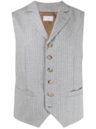 Brunello Cucinelli Striped Single-breasted Waistcoat - Grey