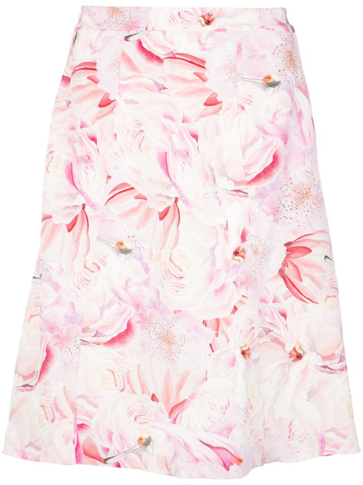 Isolda Printed Midi Skirt - Pink & Purple