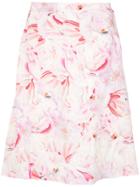 Isolda Printed Midi Skirt - Pink & Purple