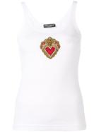 Dolce & Gabbana Embellished Heart Tank Top - White