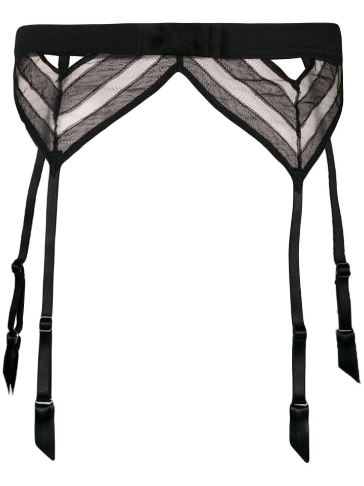 Chantal Thomass Sheer Embroidered Suspenders - Black