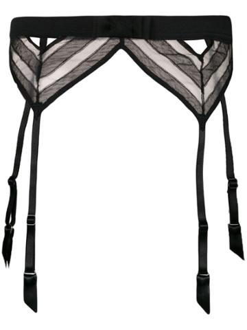 Chantal Thomass Sheer Embroidered Suspenders - Black