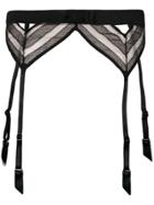 Chantal Thomass Sheer Embroidered Suspenders - Black