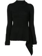 Oscar De La Renta Asymmetric Turtleneck Jumper - Black