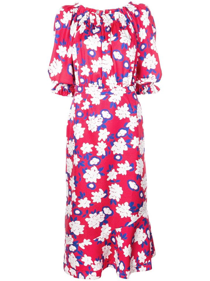 Saloni Floral-print Dress - Red
