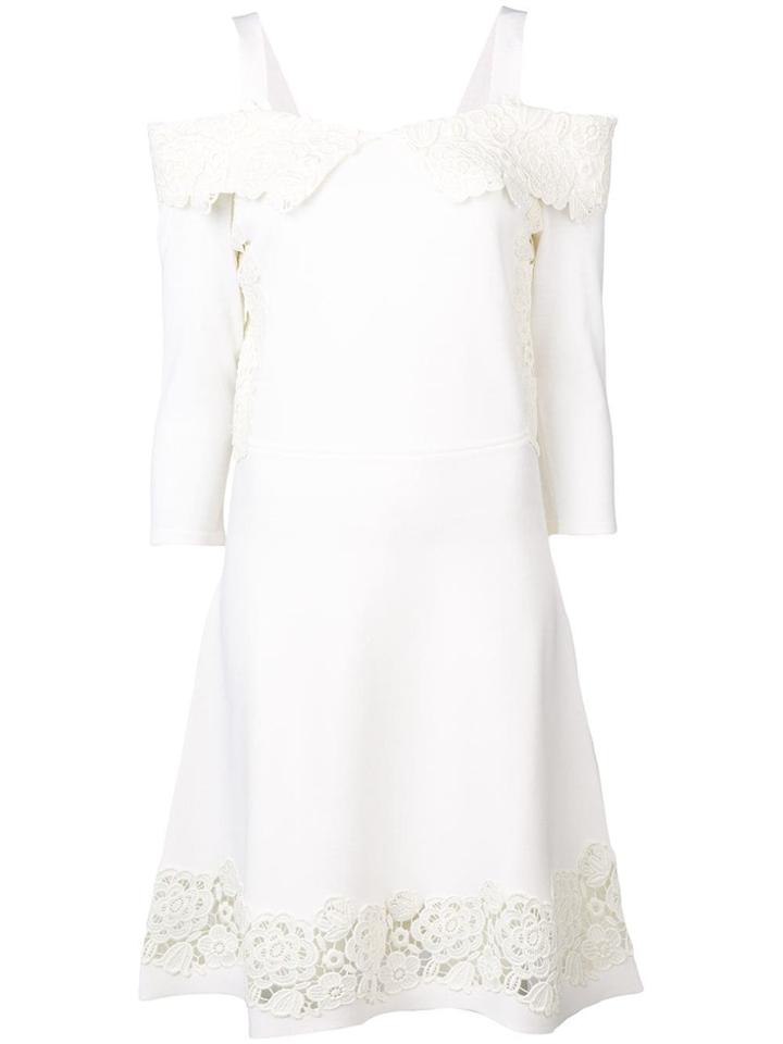 Blumarine Off Shoulder Lace Skater Dress - White