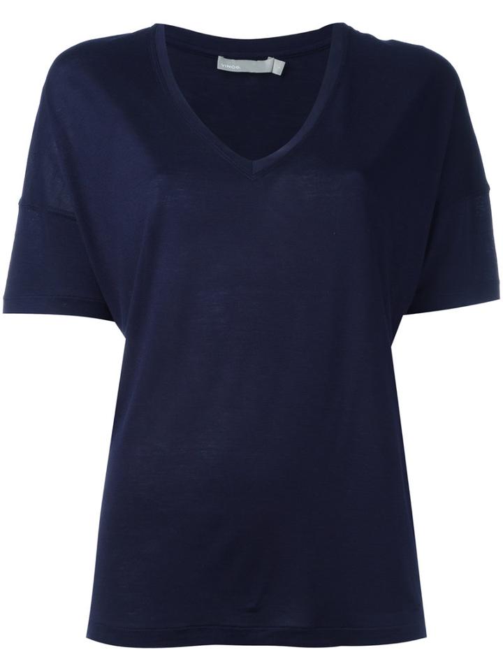 Vince Oversized V-neck T-shirt, Women's, Size: Small, Blue, Viscose