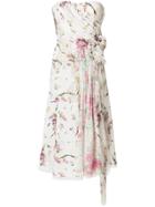 Ermanno Scervino Floral Strapless Dress - White