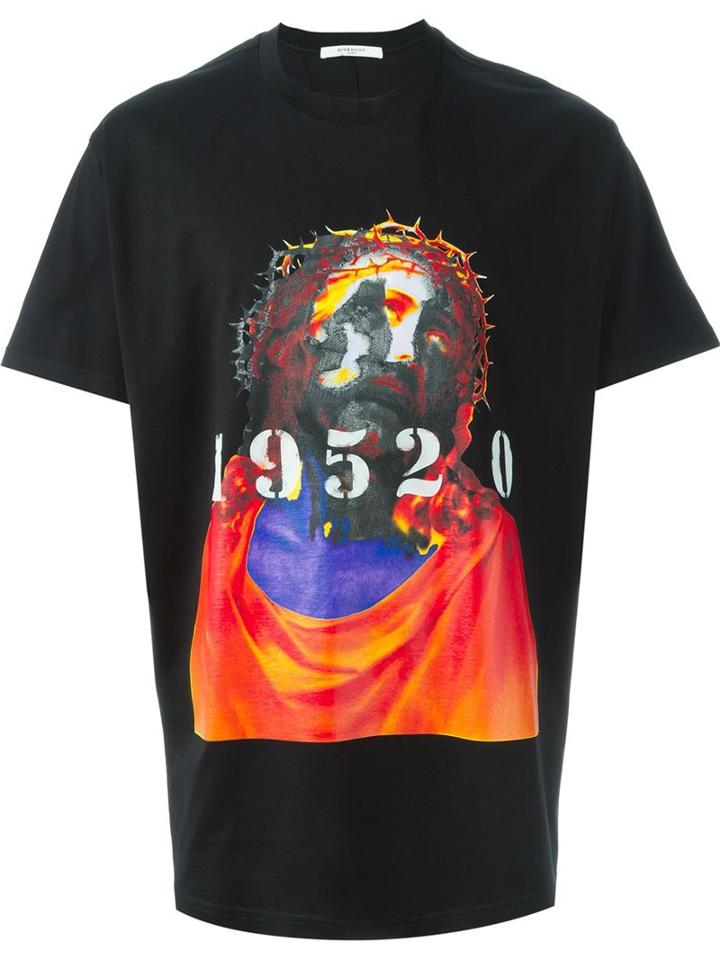 Givenchy Christ Print T-shirt, Men's, Size: Xxs, Black, Cotton