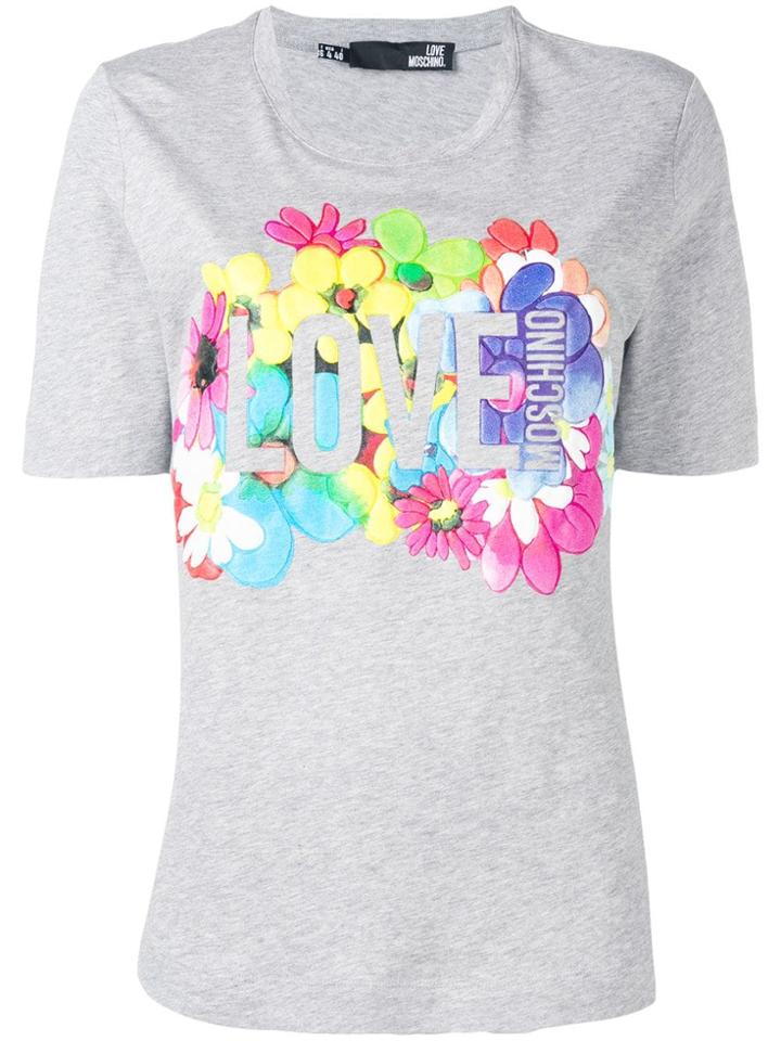 Love Moschino Floral Logo T-shirt - Grey