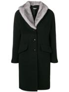 Miu Miu Fur Collar Midi Coat - Black