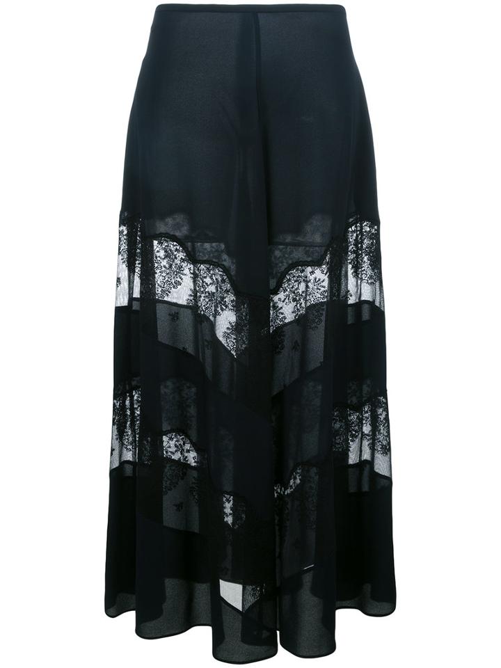 Stella Mccartney Sheer Lace Panel Maxi Skirt, Women's, Size: 40, Blue, Silk/cotton