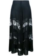 Stella Mccartney Sheer Lace Panel Maxi Skirt, Women's, Size: 40, Blue, Silk/cotton