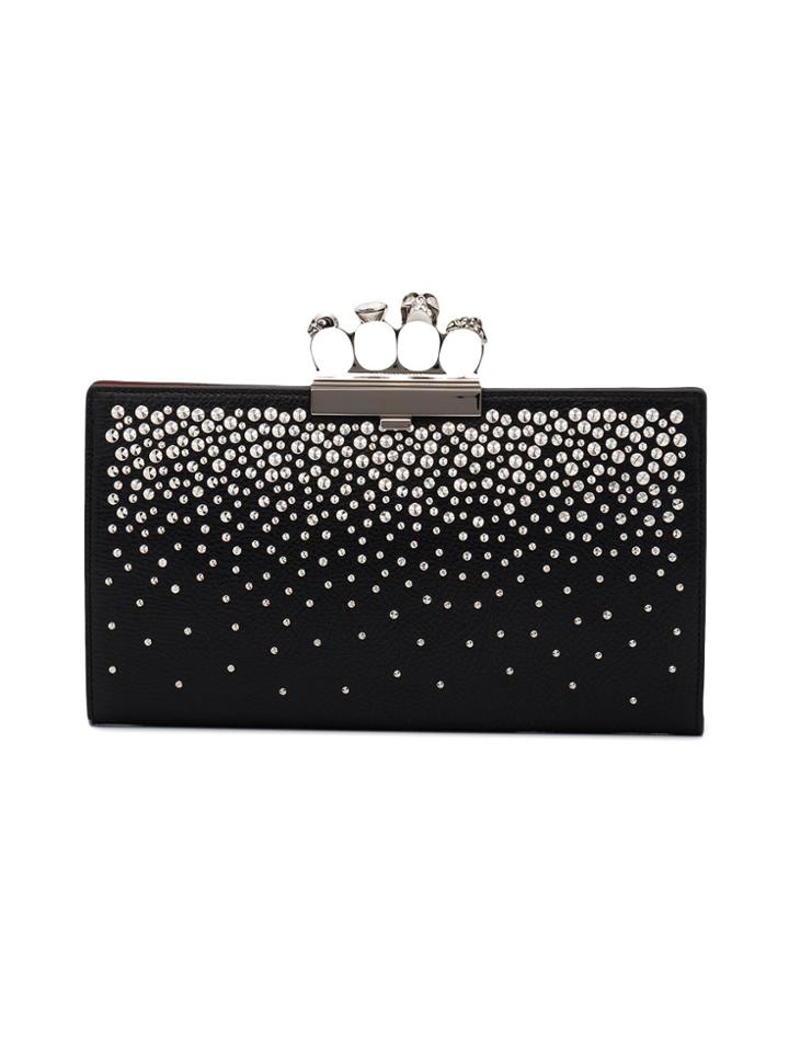 Alexander Mcqueen Knuckle Duster Clutch With Studs - Black