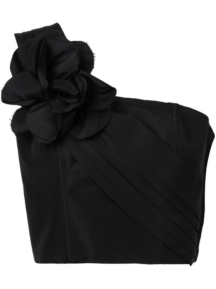 Bambah - Flower Crop Top - Women - Silk - 10, Black, Silk