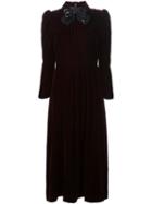 Saint Laurent Velvet Bow Front Dress, Women's, Size: 38, Red, Silk/cupro/viscose