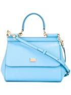 Dolce & Gabbana Small Sicily Tote, Women's, Blue, Leather