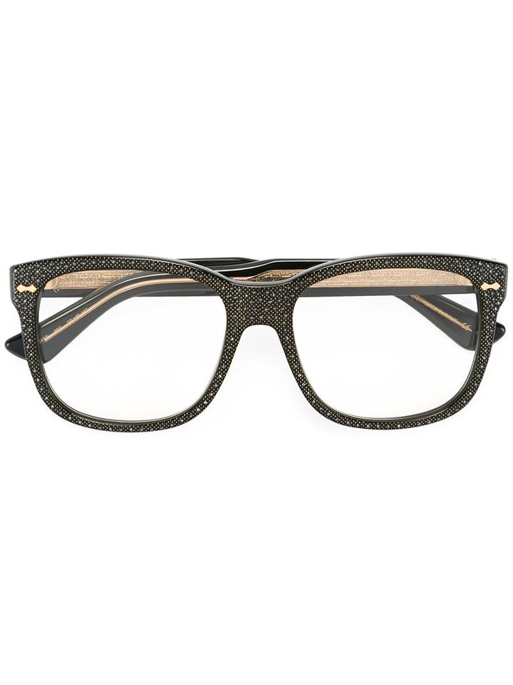 Gucci Eyewear Square Frame Rhinestone Glasses, Black, Acetate/swarovski Crystal