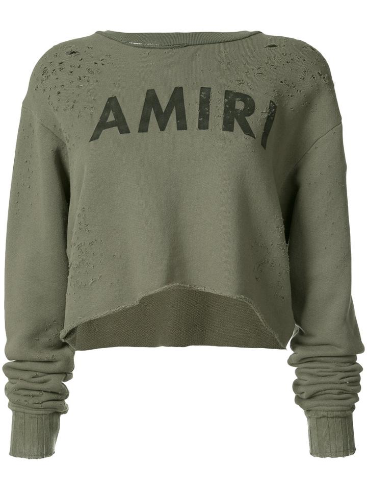 Amiri - Logo Crop Top - Women - Cotton - M, Green, Cotton