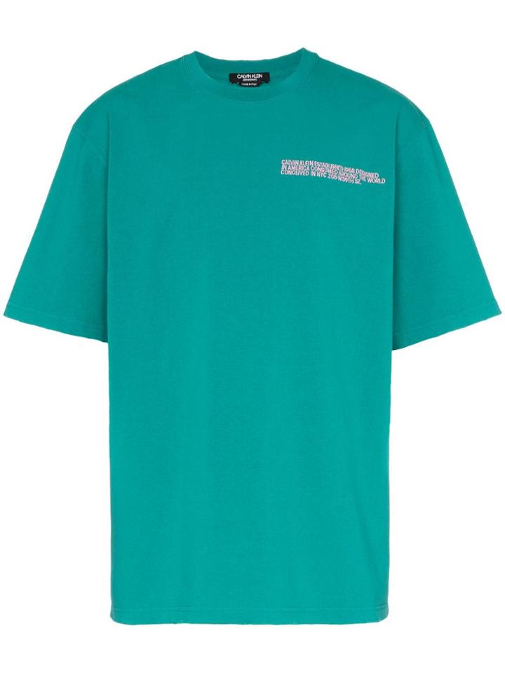 Calvin Klein 205w39nyc Logo Embroidered Cotton T-shirt - Green