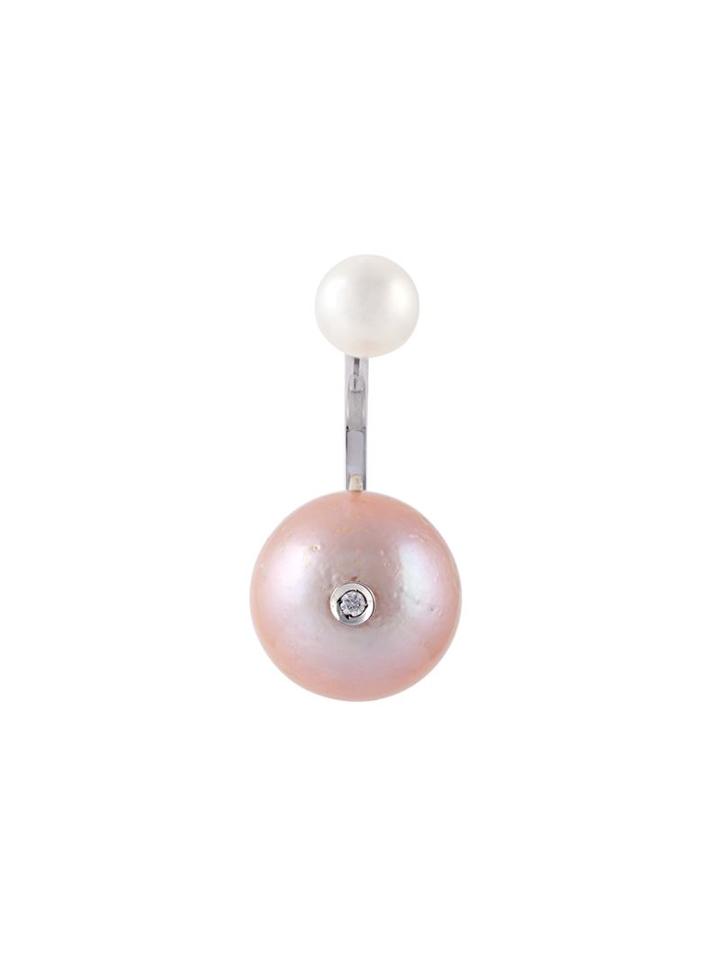 Delfina Delettrez Pearl Piercing Diamond Earring, Women's, White, 14kt White Gold/diamond/pearls