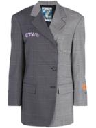 Heron Preston Checked Off Centre Fastening Blazer - Grey