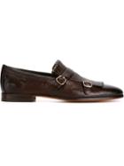 Santoni Fringed Monk Shoes, Men's, Size: 9.5, Brown, Leather