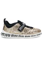 Miu Miu Branded Glittered Sneakers - Metallic