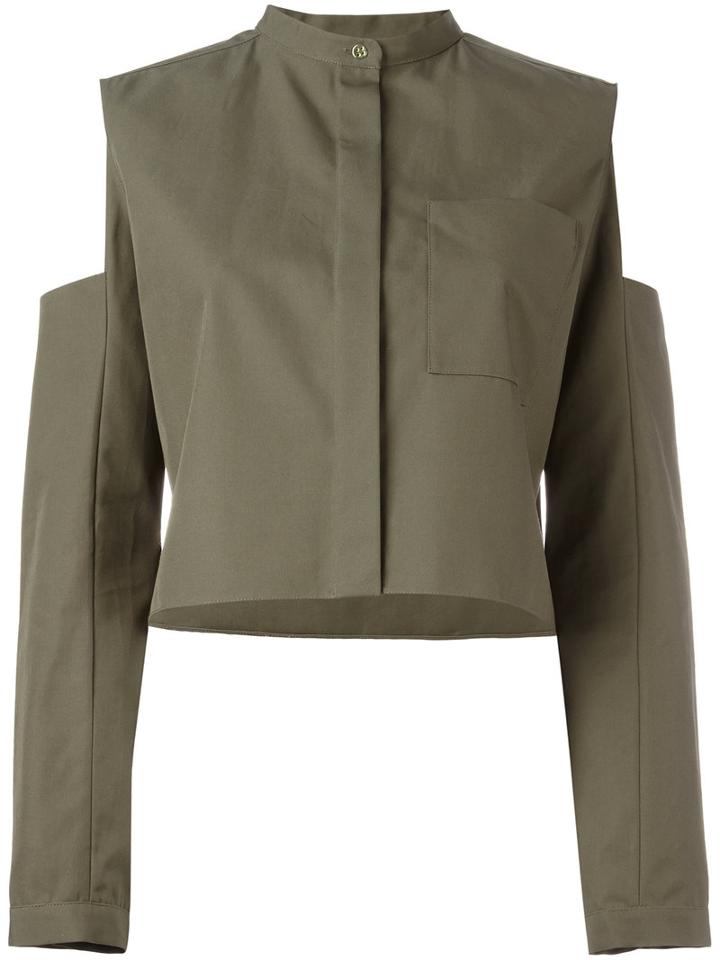 Maison Rabih Kayrouz Slit Arms Jacket, Women's, Size: 40, Green, Cotton