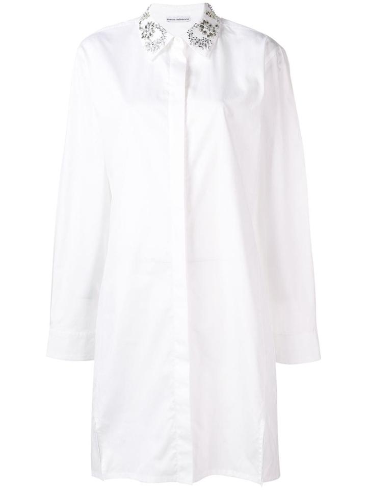 Paco Rabanne Crystal Embellished Shirt Dress - White