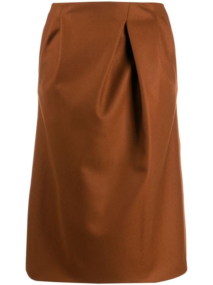 Rochas Straight Midi Skirt - Brown