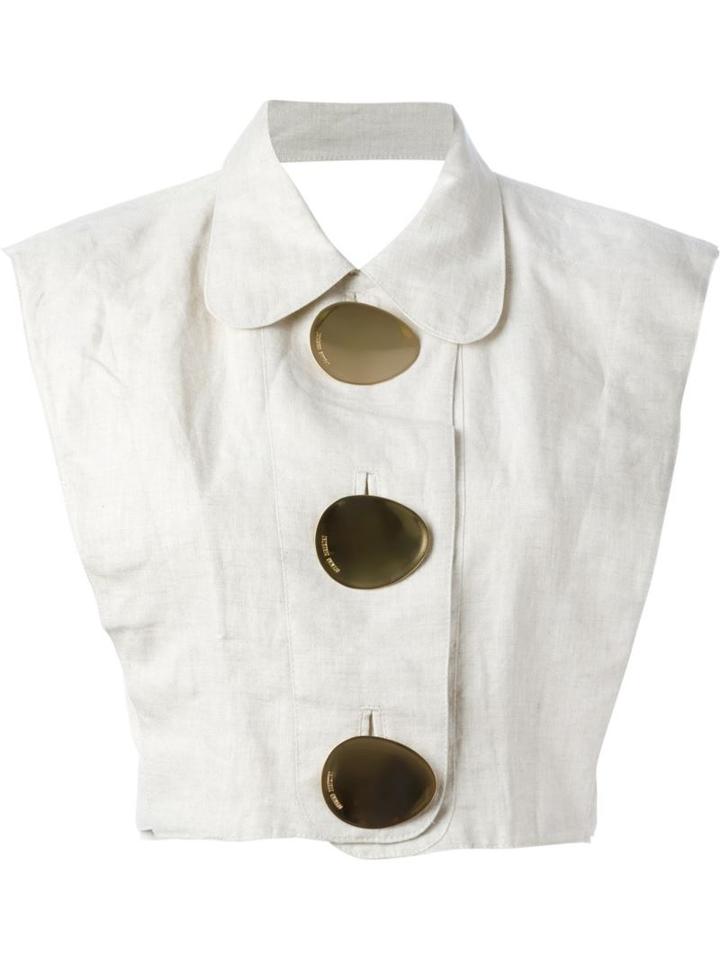 Opening Ceremony Oversized Button Crop Top, Women's, Size: 4, Nude/neutrals, Linen/flax