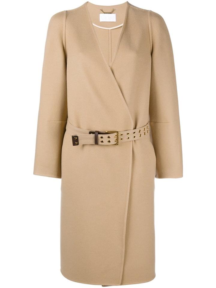 Chloé Collarless Wool Coat - Yellow
