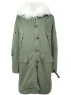 Ermanno Scervino Lamb Fur Trimmed Parka, Women's, Size: 42, Green, Cotton/polyester/lamb Fur