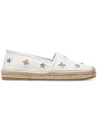 Gucci White Pilar Bee Embroidery Leather Espadrilles