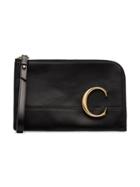 Chloé Black C Ring Leather Wristlet
