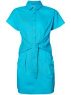 Moschino - Tie Front Shirt Dress - Women - Cotton - L, Blue, Cotton