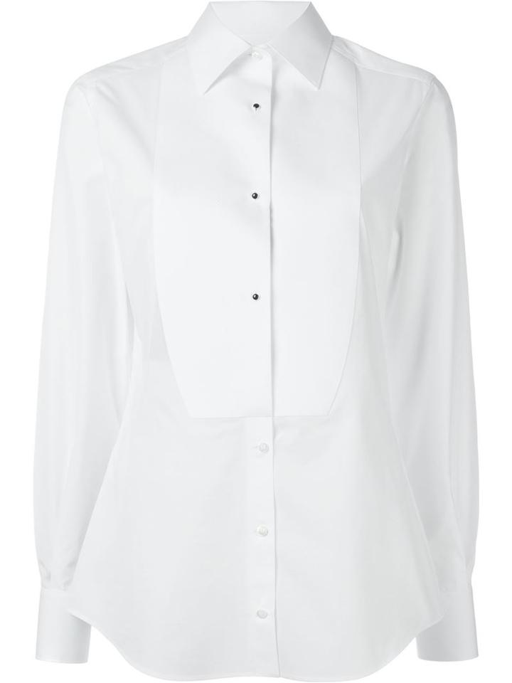 Dolce & Gabbana Bib Shirt, Women's, Size: 40, White, Cotton