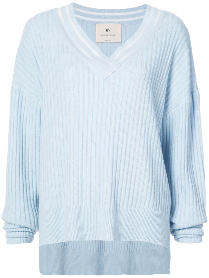 By. Bonnie Young Oversized V-neck Sweater - Blue