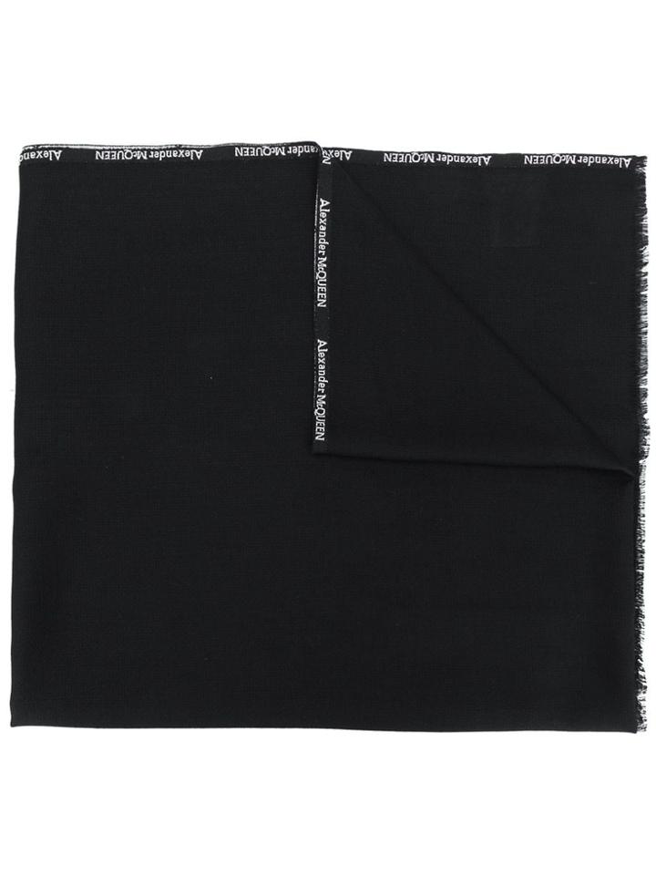 Alexander Mcqueen Logo Trim Scarf - Black