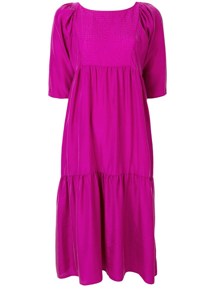 Tela Shortsleeved Midi Dress - Pink & Purple