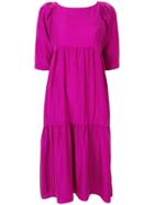 Tela Shortsleeved Midi Dress - Pink & Purple